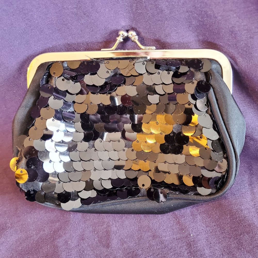 Black sequined coin purse